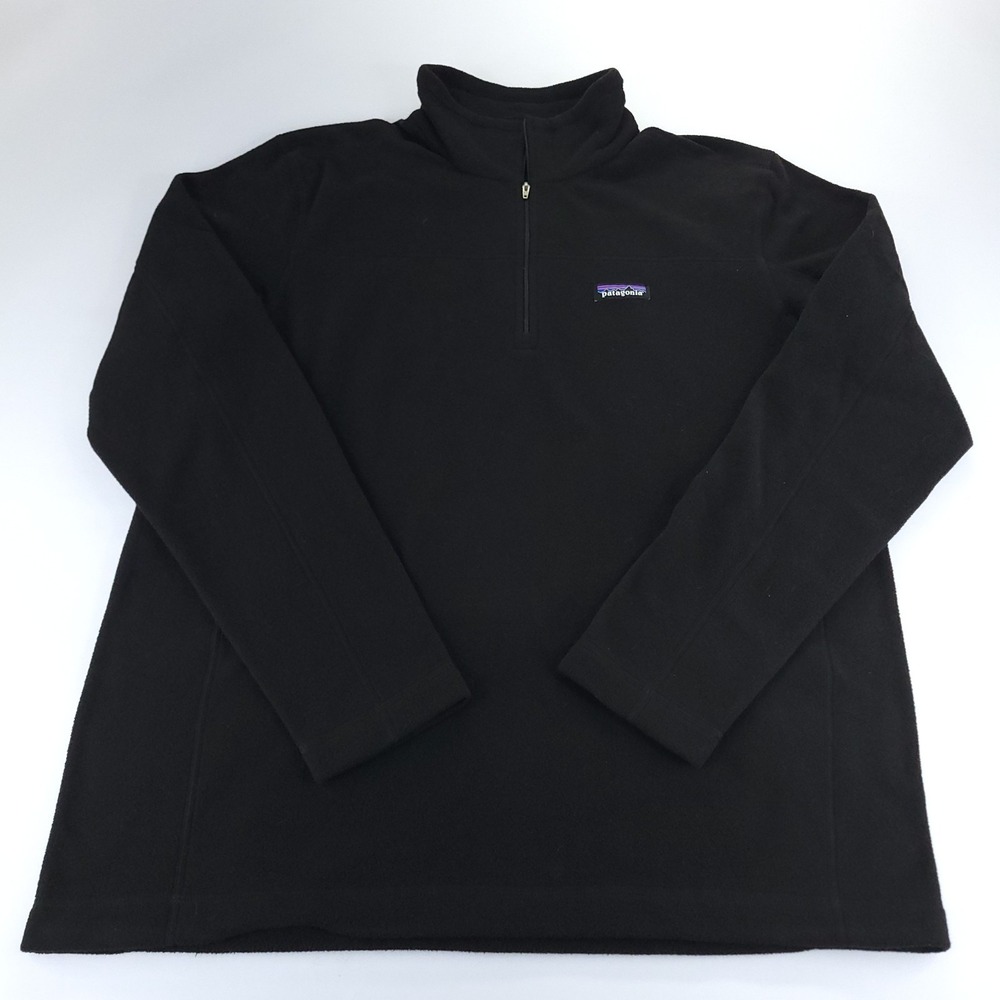 Patagonia Micro D Fleece Jacket Mens Large Black 1/4 Zip Lightweight Gorpcorp